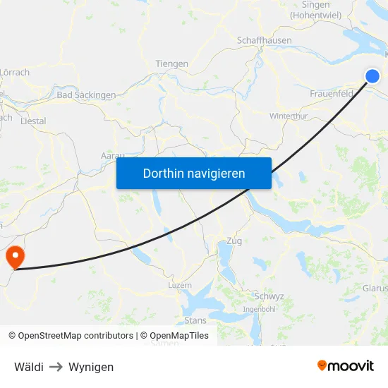 Wäldi to Wynigen map