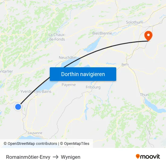 Romainmôtier-Envy to Wynigen map