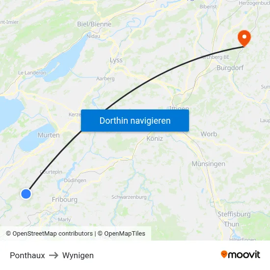 Ponthaux to Wynigen map