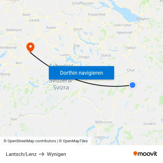 Lantsch/Lenz to Wynigen map