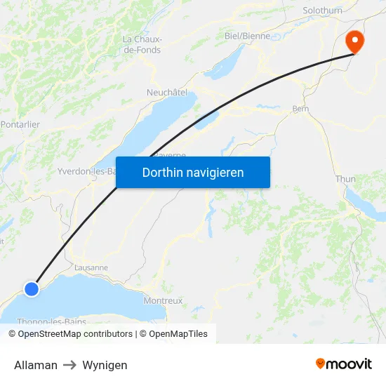 Allaman to Wynigen map