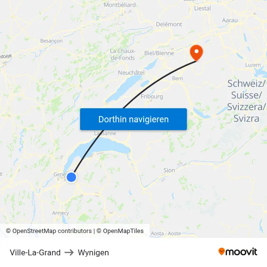 Ville-La-Grand to Wynigen map