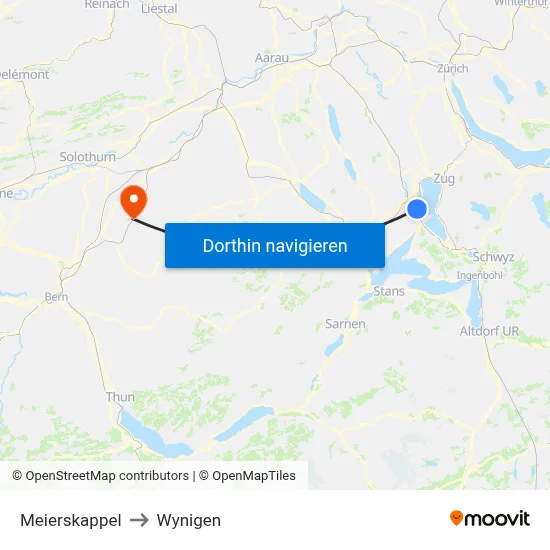 Meierskappel to Wynigen map