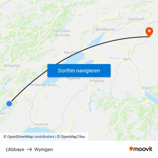 L'Abbaye to Wynigen map