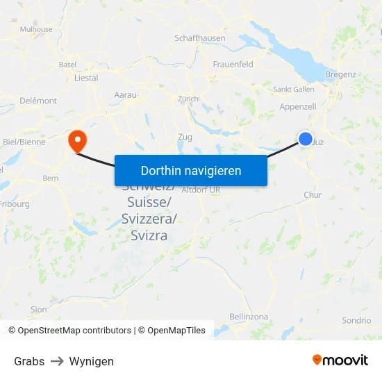 Grabs to Wynigen map