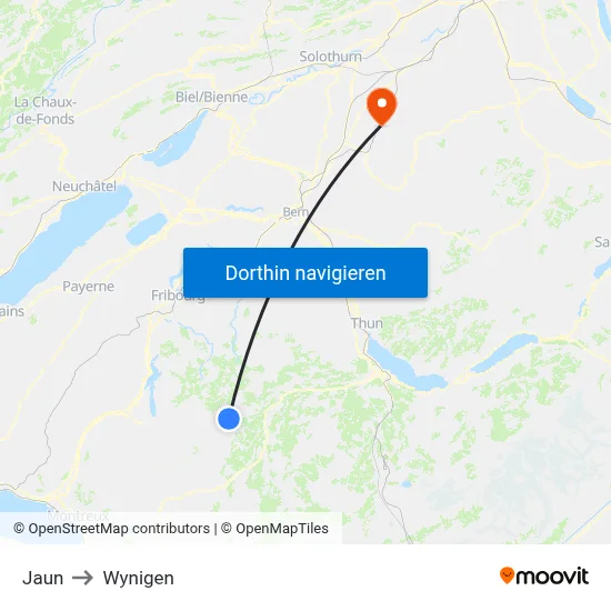 Jaun to Wynigen map