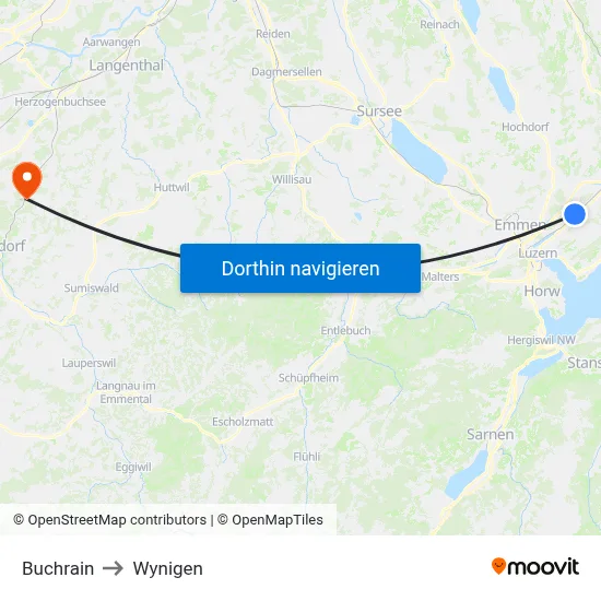 Buchrain to Wynigen map
