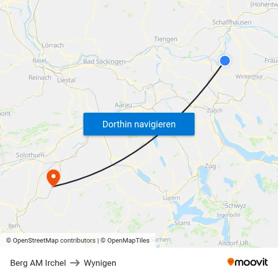 Berg AM Irchel to Wynigen map