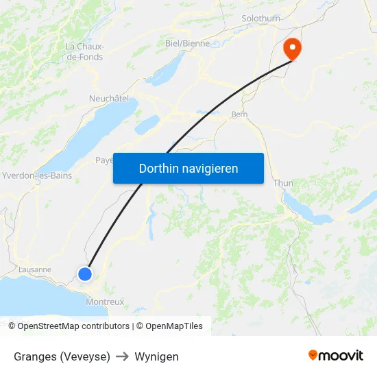 Granges (Veveyse) to Wynigen map