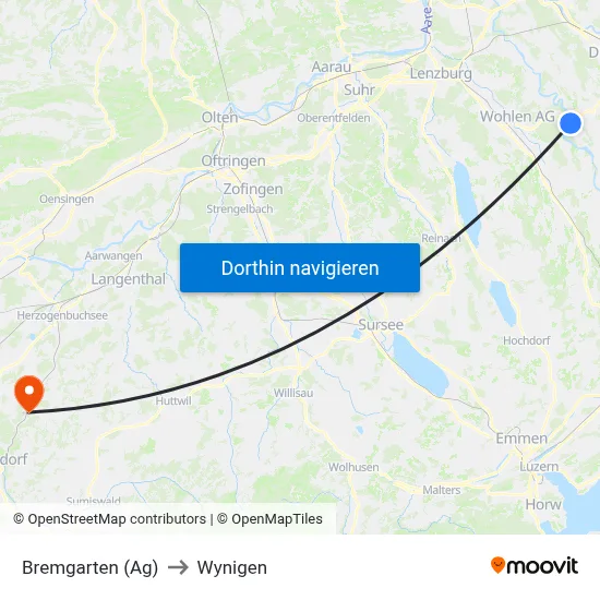 Bremgarten (Ag) to Wynigen map