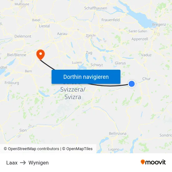 Laax to Wynigen map