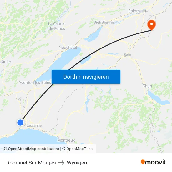 Romanel-Sur-Morges to Wynigen map