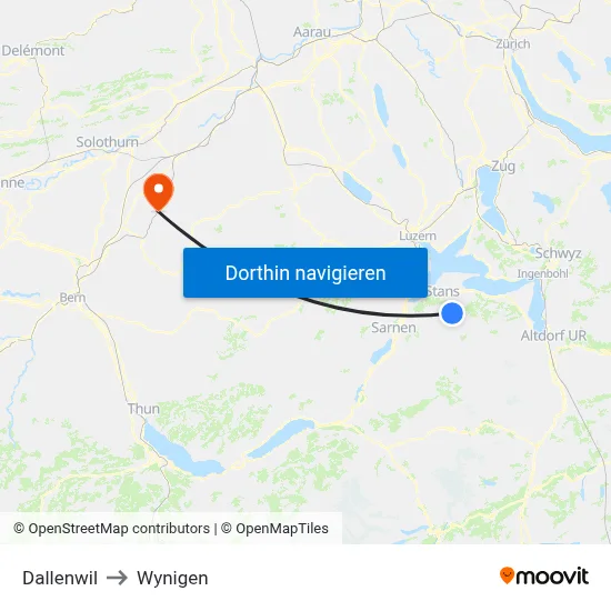 Dallenwil to Wynigen map