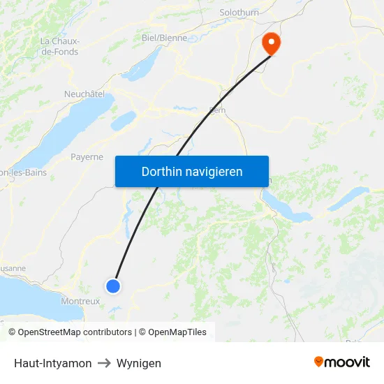 Haut-Intyamon to Wynigen map