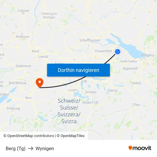 Berg (Tg) to Wynigen map