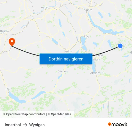 Innerthal to Wynigen map