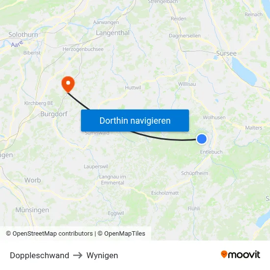 Doppleschwand to Wynigen map