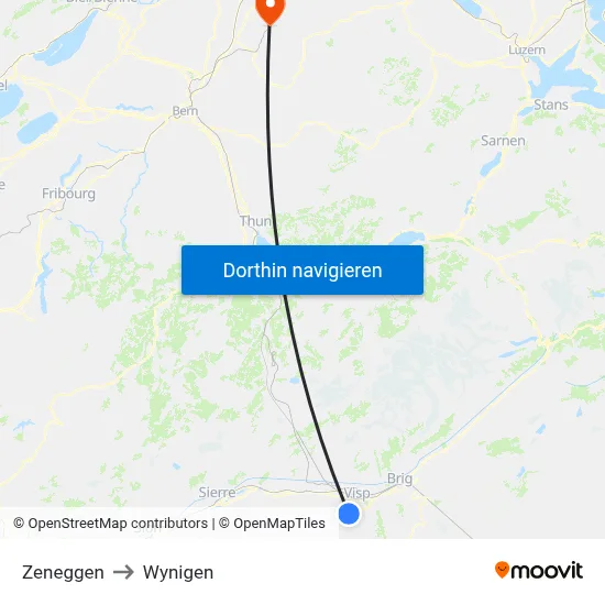Zeneggen to Wynigen map