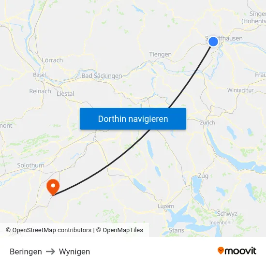 Beringen to Wynigen map