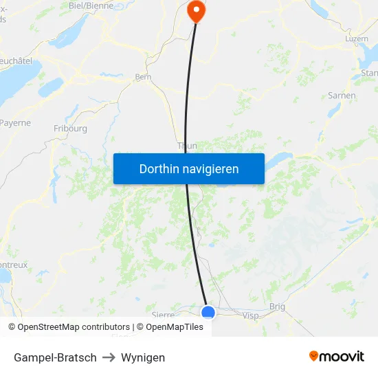 Gampel-Bratsch to Wynigen map