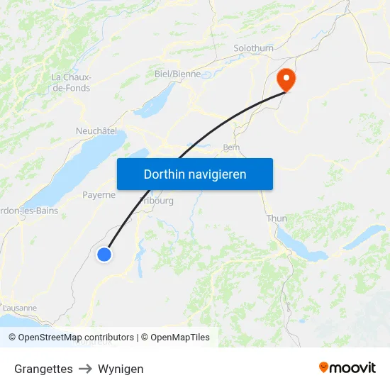 Grangettes to Wynigen map