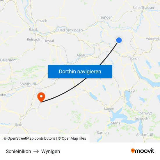 Schleinikon to Wynigen map