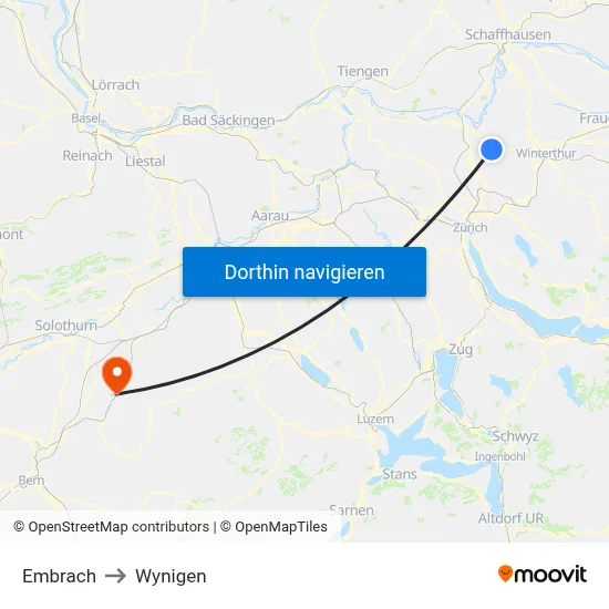Embrach to Wynigen map