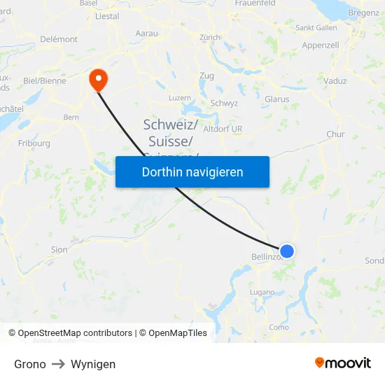 Grono to Wynigen map