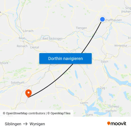 Siblingen to Wynigen map