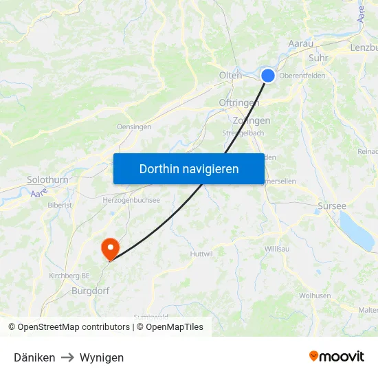 Däniken to Wynigen map