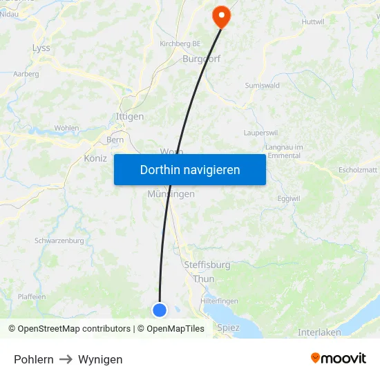 Pohlern to Wynigen map