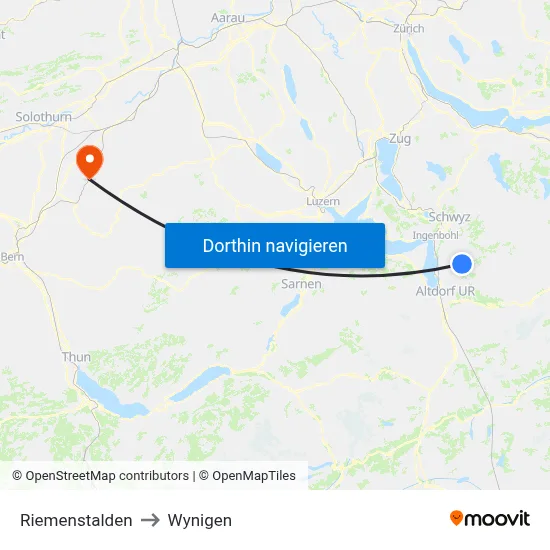 Riemenstalden to Wynigen map