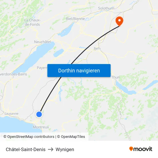 Châtel-Saint-Denis to Wynigen map
