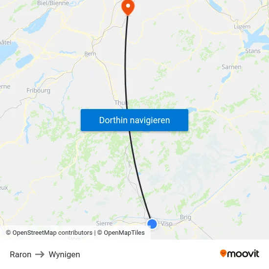Raron to Wynigen map