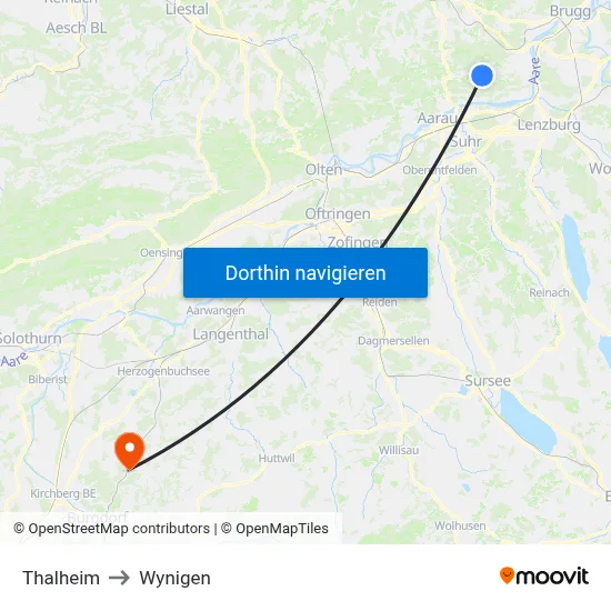 Thalheim to Wynigen map