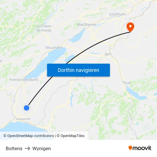 Bottens to Wynigen map