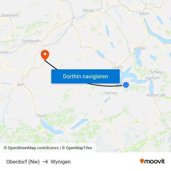 Oberdorf (Nw) to Wynigen map