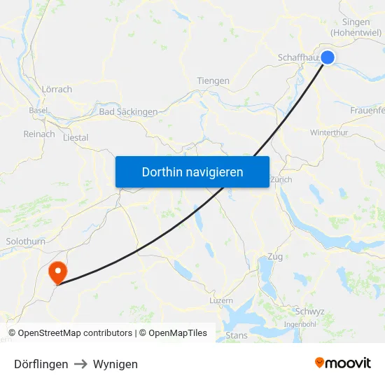 Dörflingen to Wynigen map