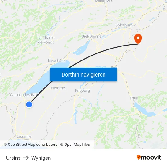 Ursins to Wynigen map