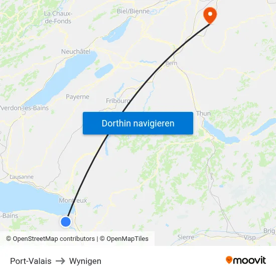 Port-Valais to Wynigen map