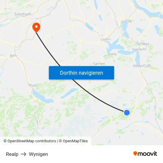 Realp to Wynigen map