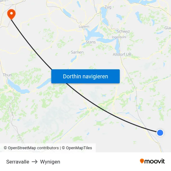 Serravalle to Wynigen map