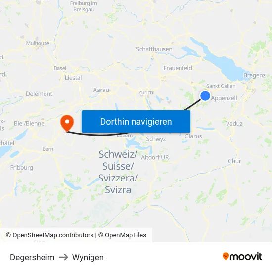 Degersheim to Wynigen map