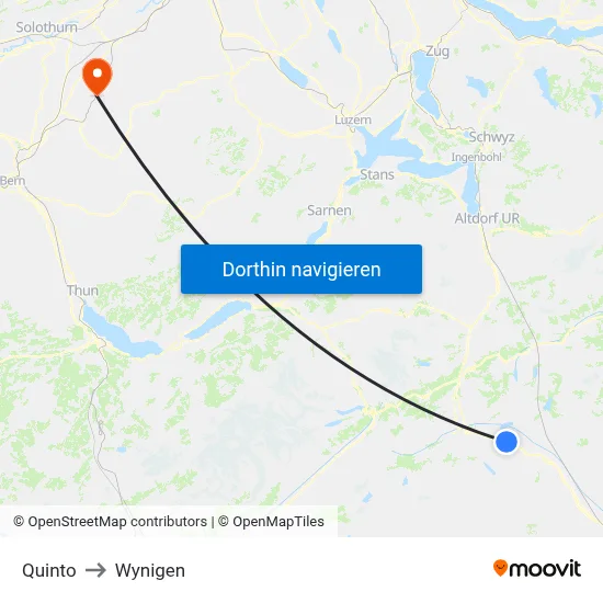 Quinto to Wynigen map