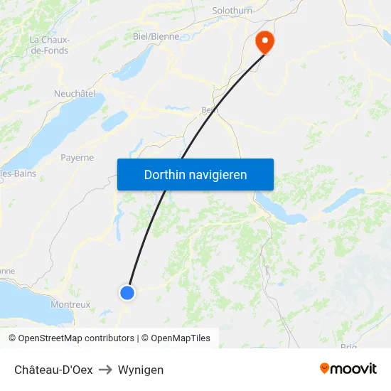Château-D'Oex to Wynigen map