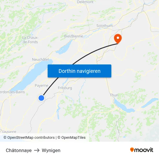 Châtonnaye to Wynigen map