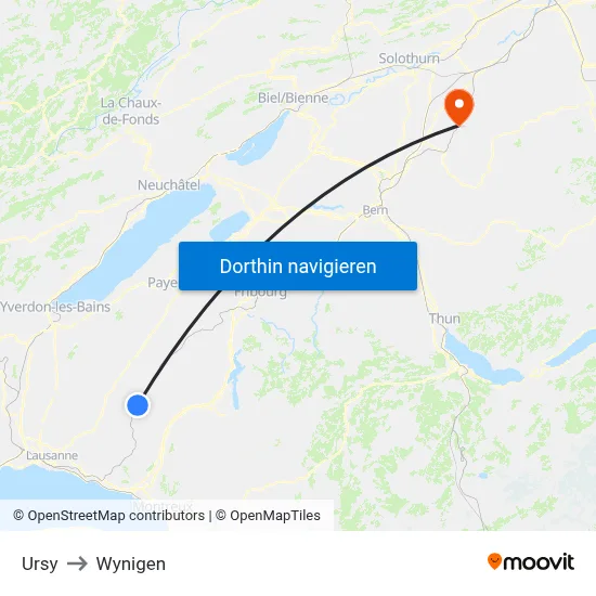 Ursy to Wynigen map