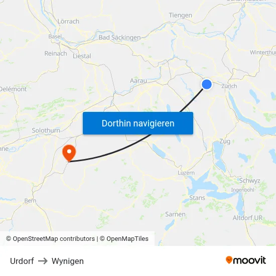 Urdorf to Wynigen map