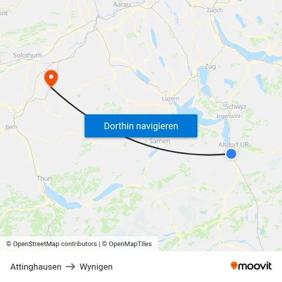 Attinghausen to Wynigen map