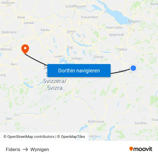 Fideris to Wynigen map
